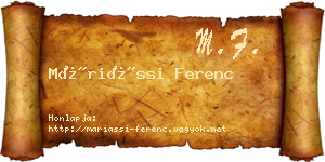 Máriássi Ferenc névjegykártya